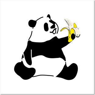 Panda eating Banana Posters and Art